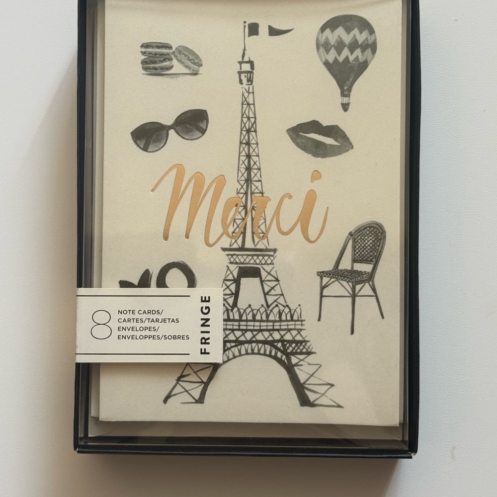 NEW Fringe Studio Note Cards & Envelopes Black & Cream (Set of 8)